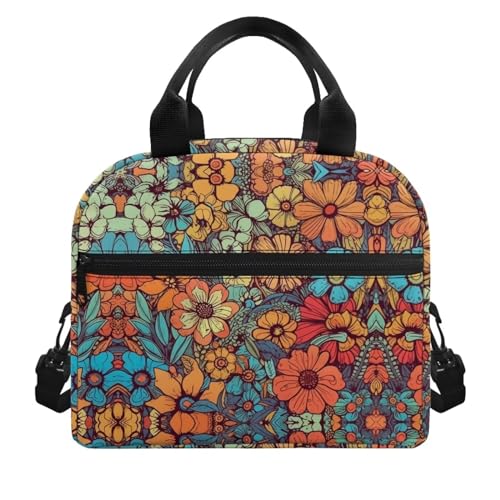 Bivxisrvo Hippie Flowers Lunch Bag Backpack for Women