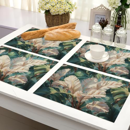 Set de table imperméable en lin lot de 6 lavable et antidérapant rectangulaire