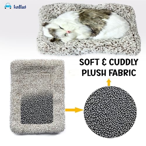 Image of FunBlast Cute Sleeping Cat Plush Toy with Meow Sound, Gift for Kids, Toy Accessories for Car Dashboard (Grey)