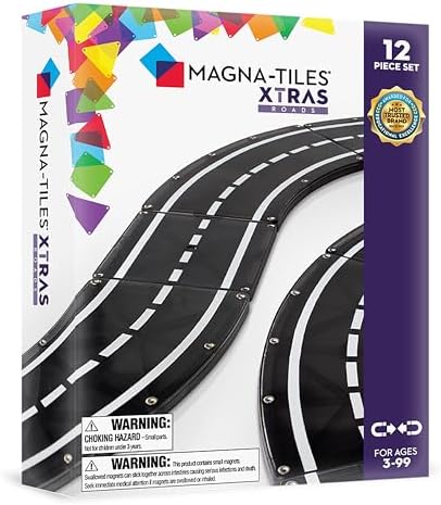 MAGNA-TILES XTRAS: Roads 12 Piece Magnetic Construction Set, The ORIGINAL Magnetic Building Brand MAGNA-TILES XTRAS: Roads 12 Piece Magnetic Construction Set, The ORIGINAL Magnetic Building Brand