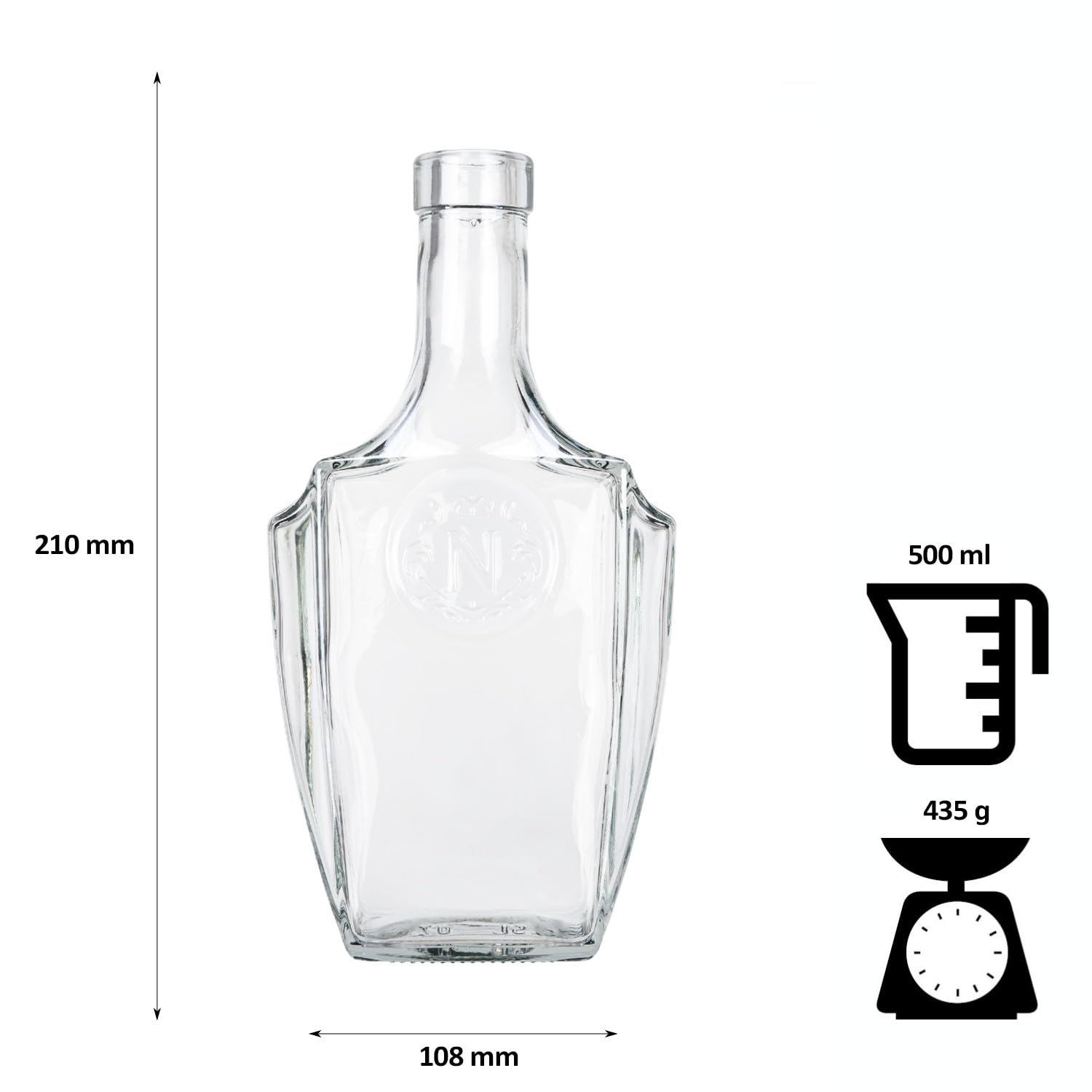 Szklane butelki 500 ml – butelki na wino puste 5 sztuk – szklana butelka Bonaparte – butelki do napełniania – szklana butelka z korkiem
