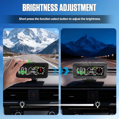 MR CARTOOL M60 Auto Neigungsmesser Kfz Digital GPS Tacho HUD Anzeige Clinometer mit Kompass für alle Fahrzeuge SUV Offroad