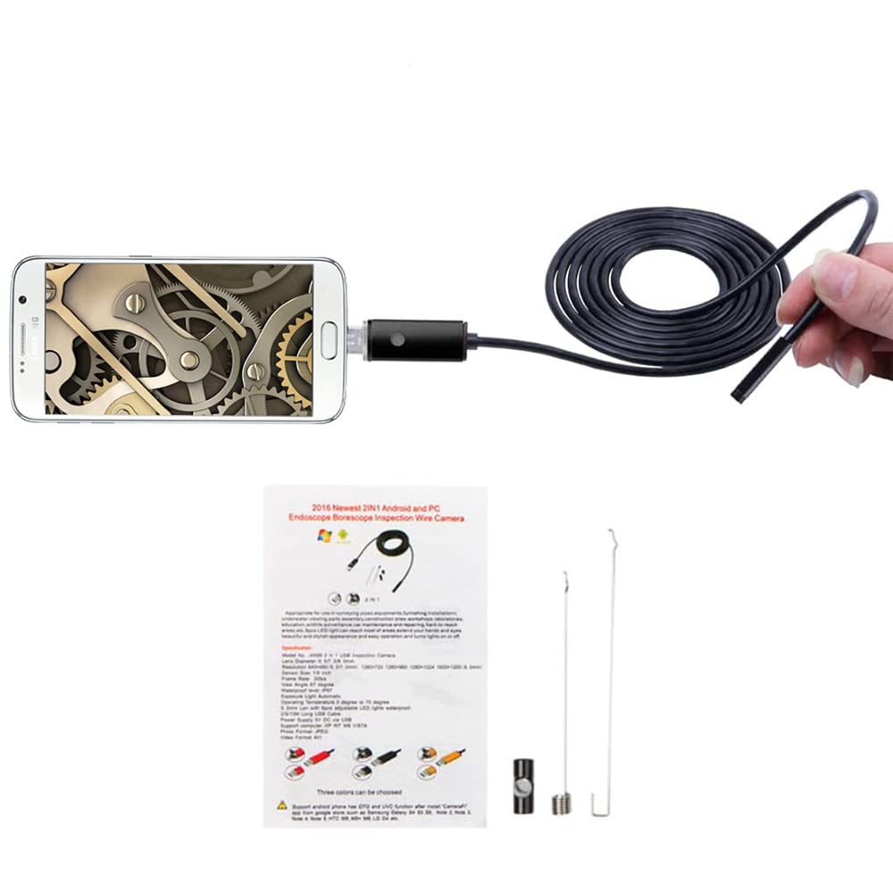 2M USB ENDOSKOP Kamera 5,5mm LED-HD Inspektion Wasserdicht PC Android
