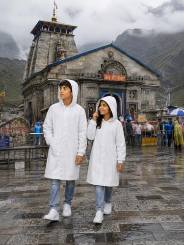 Image of Unisex Kids Raincoat with Hood | Waterproof Lightweight Long Rain Jacket for Boys & Girls