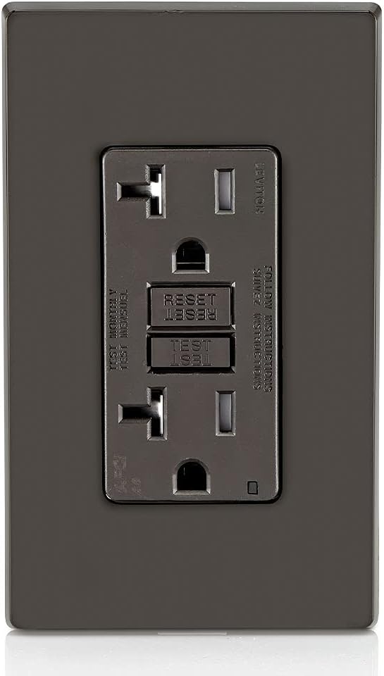Leviton AFTR2 20-Amp, 120-Volt SmartlockPro Outlet Branch Circuit Arc-Fault Circuit Interrupter (AFCI) Receptacle, Wallplate Included, Brown - Electrical Cables - 