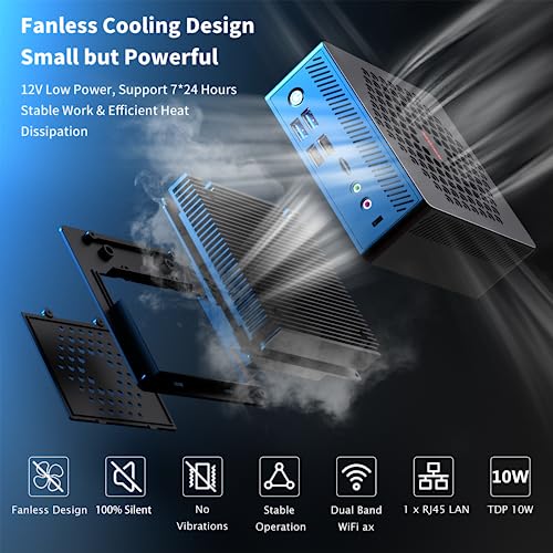Fanless Mini Pc Windows 11 Pro, Intel 10Nm Celeron Cpu N5105 Processor Micro Computer Max 2.9Ghz 8Gb Ddr4 256Gb M.2 Ssd, Usb X 6 / Wifi Ax/Hdmi Dp Vga Triple Display/Vesa Mount, Gigabit Ethernet #TOP1