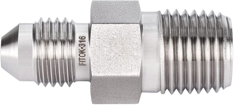 37 Degree Flared Tube Fitting 1" Male JIC 1" Male NPT 316 Stainless Steel 3000 psi, SS-CM-AN16-NS16