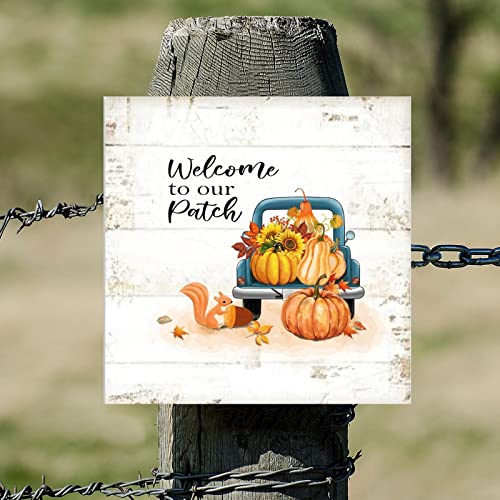 Panneau en bois rustique Welcome to Our Patch imprimé camion bleu rétro - 6