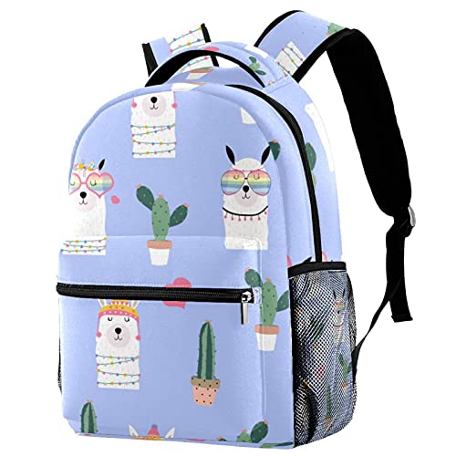 Sac à dos de voyage pour filles et garçons sac enfant motif lama avec poches