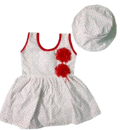 Image of Girls' Allover Printed Sleeveless Frocks with Hat Combo Pack of 2,123