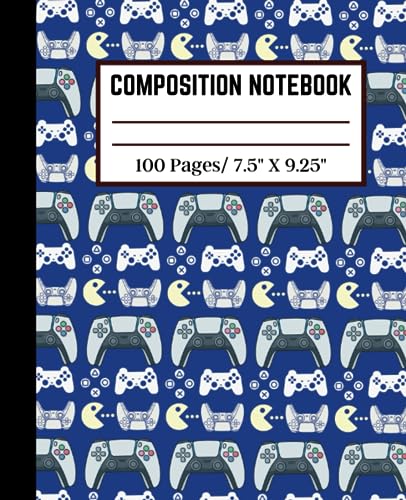 Composition Notebook Wide Ruled: Cute Composition Notebook For Kids, Teens & Students | Retro Gamer | 100 Pages (7.5 x 9.25) | School Supplies image 2