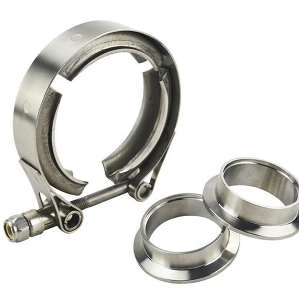 Opaska uszczelniająca wydech Zestaw obejmy kołnierza wydechowego w kształcie litery V. Stal nierdzewna 38-152 mm do naprawy tłumika(60mm 2.36inch)