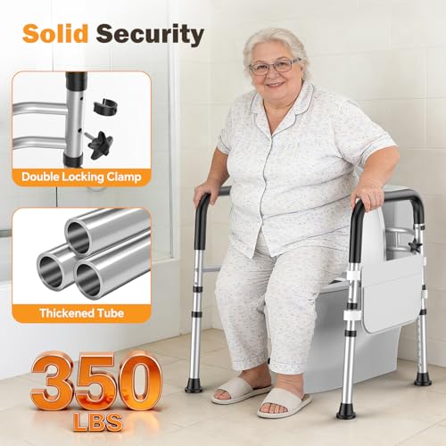 Toilet Safety Rails for Seniors, Adjustable Height & Width Toilet Safety Frame with Handles (350LB Capacity), Elderly Assistance Products for Handicapped, Foldable Toilet Bars Fits Any Toilet - Image 5