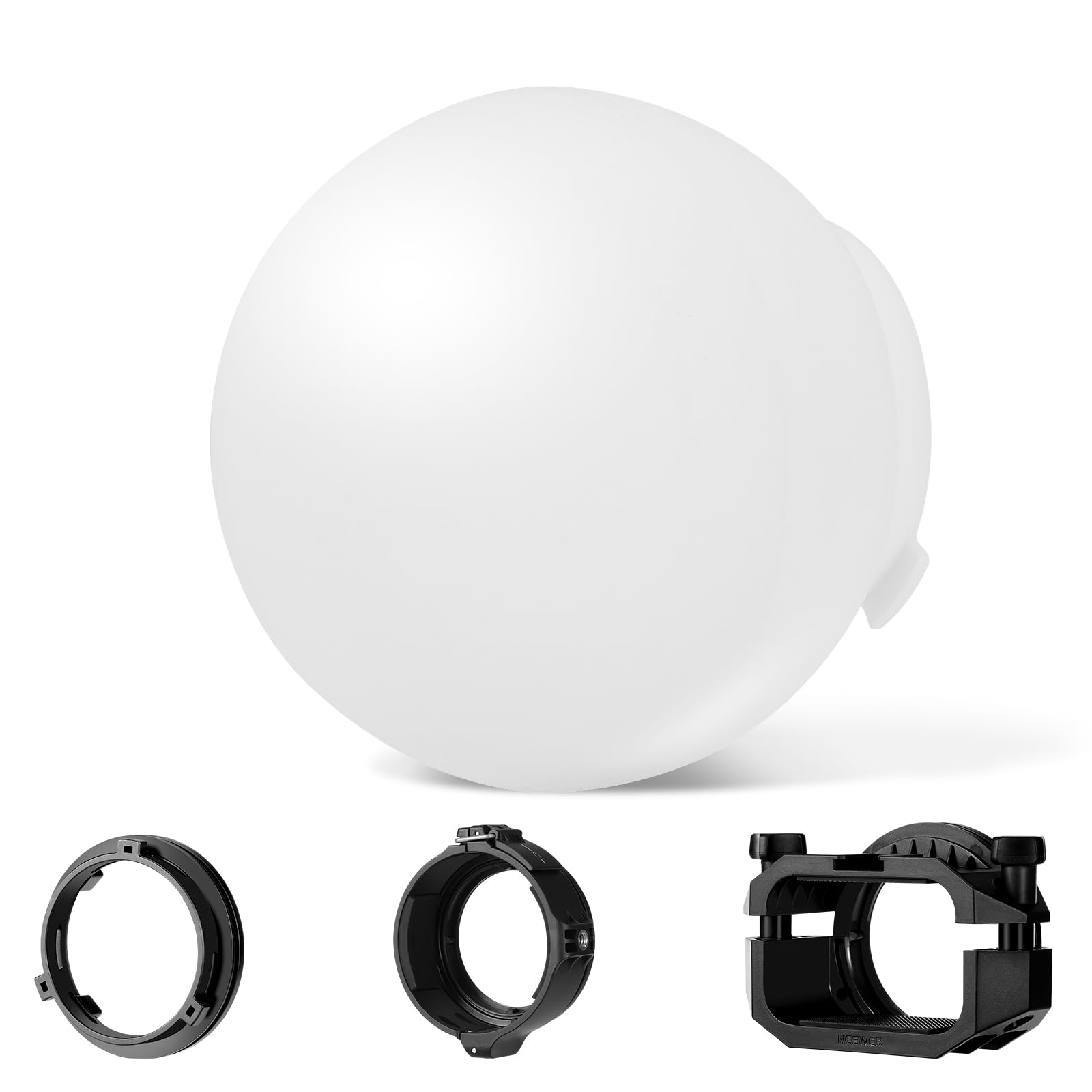 Neewer CRS6 Cupola di Diffusione + 3 Anelli Adattatori, Compatibile con Godox V1 Z2PRO Z3R Flash a Testa Rotonda e Speedlite Quadrato Z880, Montaggio Diffusore Luce Video MS60B MS60C MS150B