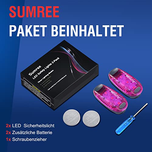 Sumree LED Blinklicht Schulranzen Sicherheitslicht 2er Set, Clip Sicherheit Licht Kinderwagen Licht Lauflicht Haustier Licht für Kinder Rucksack, Hunde Leuchtanhänger, Katzen, Jogger, Kinderwagen
