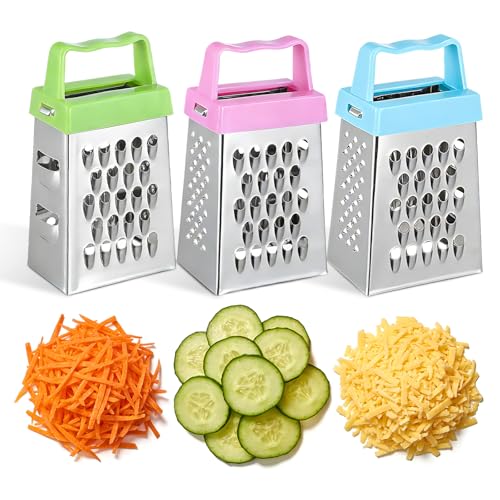 SHINEOFI Mini Rallador de Queso y Verduras de Acero Inoxidable, 6 Piezas (azul, Verde Claro y Rosa), Rallador Multifuncional de Mano para Ajo, Patatas y Alimentos, Adecuado para
