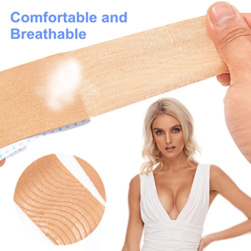 Image of Invisible Bob Tape Breast Lift Tape Self Adhesive Body Tape Bra for Chest | Bust Boobs Lifting Push up Backless Bra Support Tape Lift Support Boobytape Long Straps for Large Breasts Strapless Dresses