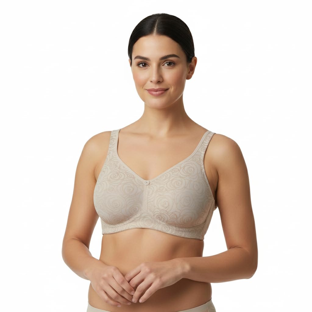 Selene, Reggiseno Donna Fascia Alta, Senza Ferretto e Imbottitura, con Motivo Floreale, Collezione Marivi, Colore Terra, Taglia 7D