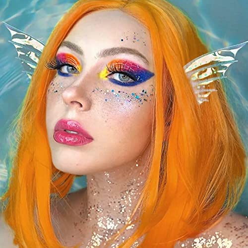 AISI BEAUTY Orange Wig Short Straight Bob Wig Middle Part Shoulder Length Colorful Wigs 12 Inch Synthetic Bob Wigs for Women Cosplay Party Use