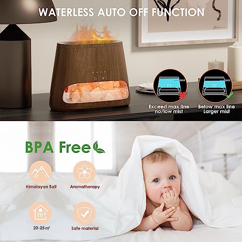 Himalayan Salt Lamp Diffuser for Aromatherapy & Therapy, 100% Pure Salt, Essential Oil Diffuser (Dark)