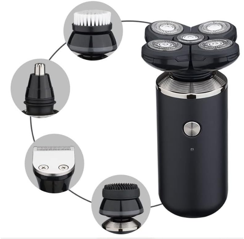 Head Shavers for Bald Men, 5in1 washable grooming electric shaver male face electric razor rechargeable rotary beard shaving machine cleaning shaver kit