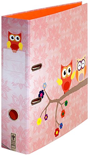Ordner Motiv “Eulenpaar“ | für Kinder & Mädchen | DIN A4 | ca. 8 cm breit | Motivordner mit Eulen-Motiv, rosa - Schreibgefühl Cover