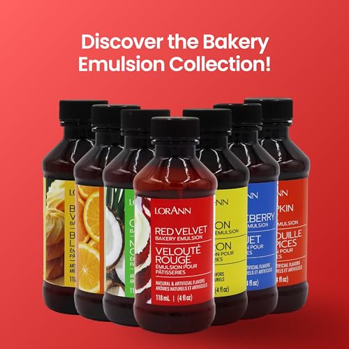 LorAnn Bakery Emulsion Red Velvet Backemulsion Lebensmittelaroma Ideal zum Backen von Kuchen Keksen Plätzchen und für Füllungen wie Zuckerguss und Desserts - 118ml