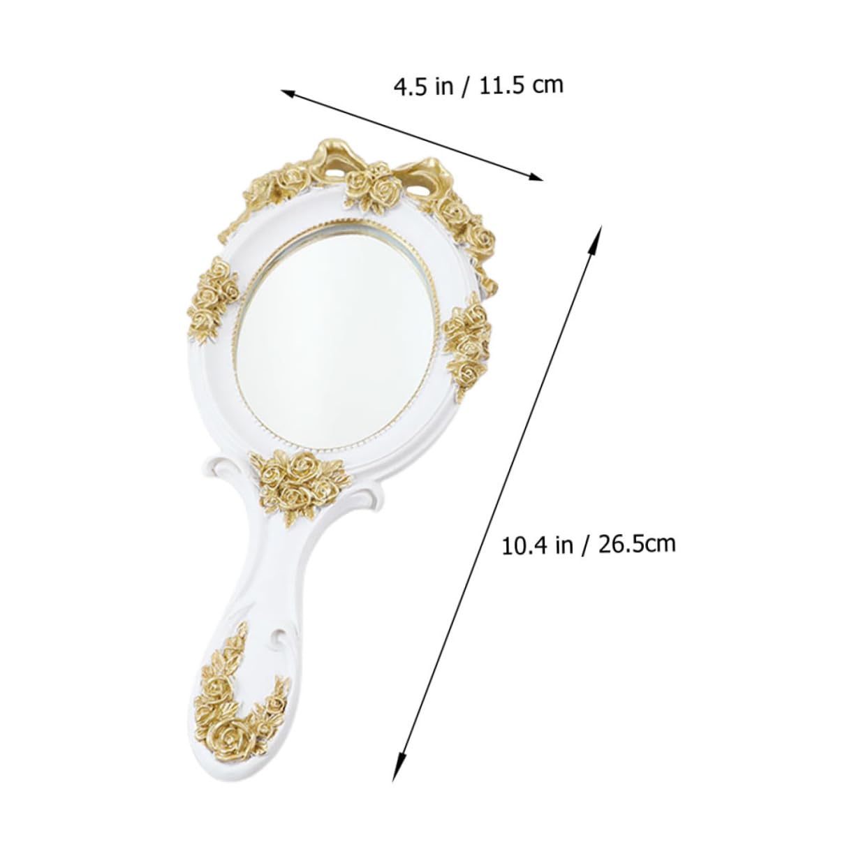 Stilvoller Handspiegel mit Ergonomischem Design und Glas für Damen | Zuhause, Leicht und Hochauflösend, Kunstharzgehäuse in Weiß, Chic Glänzende Optik