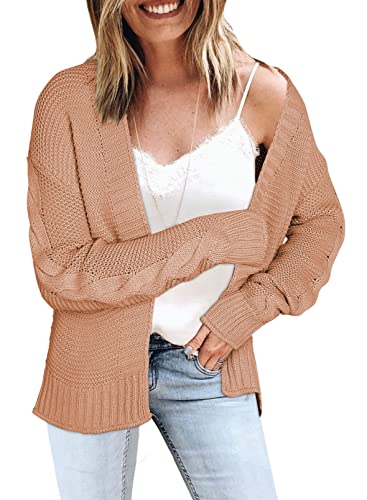 Image of Dokotoo Womens Open Front Long Sleeve Chunky Knit Cardigan Sweaters Loose Outwear Coat