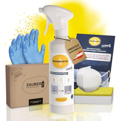 Zauberfein - Schimmelpilz Entferner Spray Medium Pack 500 ml Schnell Wirkend Gebrauchsfertiges Anti-Schimmel Spray und Desinfektionsmittel mit Aktivchlor für Feuchträume wie Bad und Keller