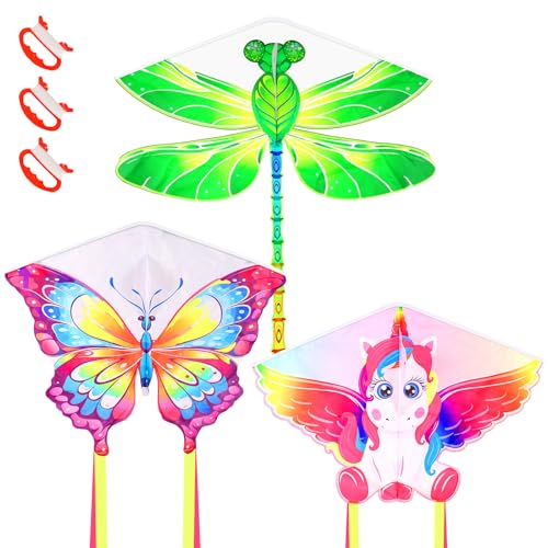 3Pack Kites for Kids & Adults with 328ft Kite String, Easy to Fly...