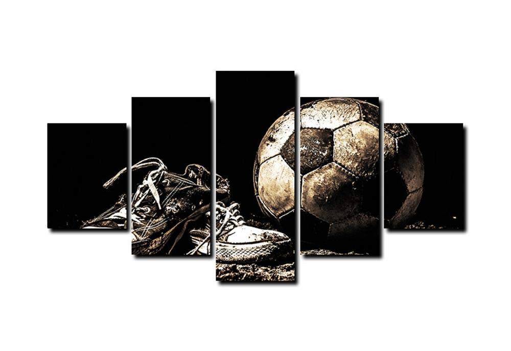Peinture à l'huile soccer jet d'encre : tableau décoratif moderne sans bordure 5 pièces