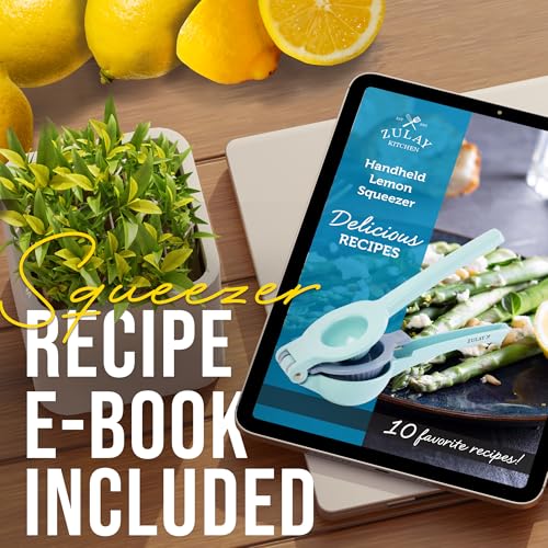 Image of Zulay Kitchen Metal 2-in-1 Lemon Squeezer - Sturdy Max Extraction Hand Juicer Lemon Squeezer Gets Every Last Drop - Easy to Clean Manual Citrus Juicer - Easy-Use Lemon Juicer Squeezer - Blue /Purple