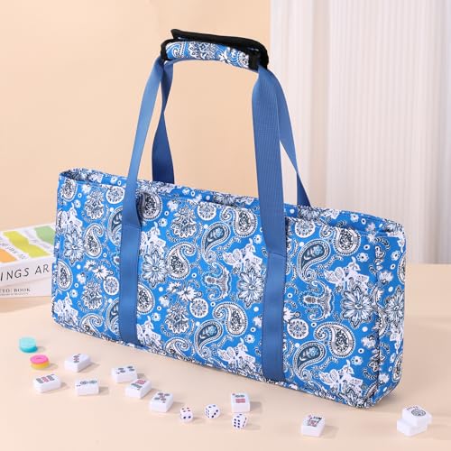 Bolsa para fichas Mahjong azul con compartimentos miniatura 2