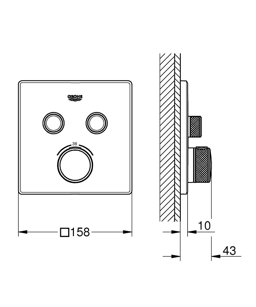 Grohe Smartcontrol Bateria Podtynkowa, Chromowany, 158 mm x 158 mm
