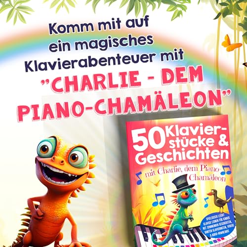 50 Klavierstücke & Geschichten mit Charlie, dem Piano-Chamäleon: spielerisch leicht Klavier lernen f