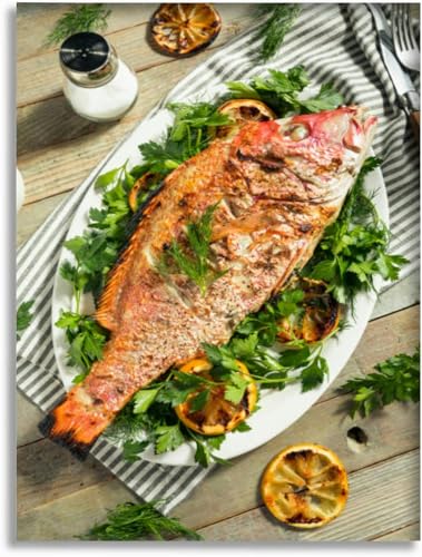 Bathroom Wall Art - Red Snapper Canvas, 16