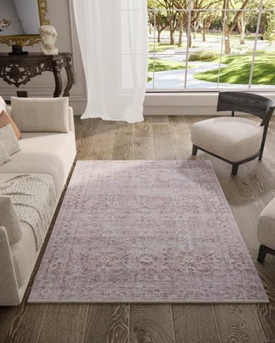 Washable Boho Bedroom Area Rugs: 3'x5' Small Entryway Rug Stain Resistant Tribal Distressed Accent Rug Non Slip Low Pile Soft Carpets for Entrance Front Door Floor Kitchen Bedside Living Room Office