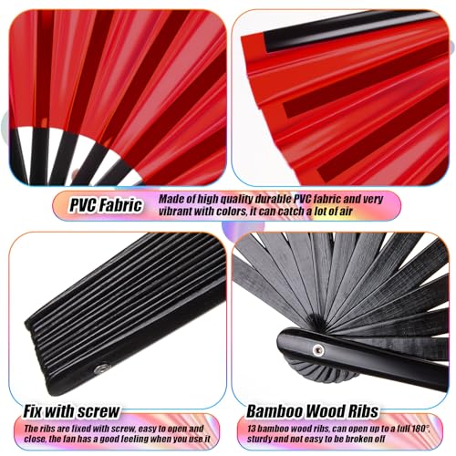 Image of Maitys Large Rave Fan Folding Handheld Fans 13'' Clap Fans for Line Dancing Clack Fan Holographic Festival Accessory for Martial Art Gift Performance, Includes 2 Pouch