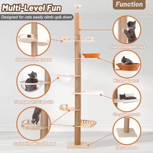 Romiromi 250-260cm Floor to Ceiling Cat Tree, Height Adjustable, view 2