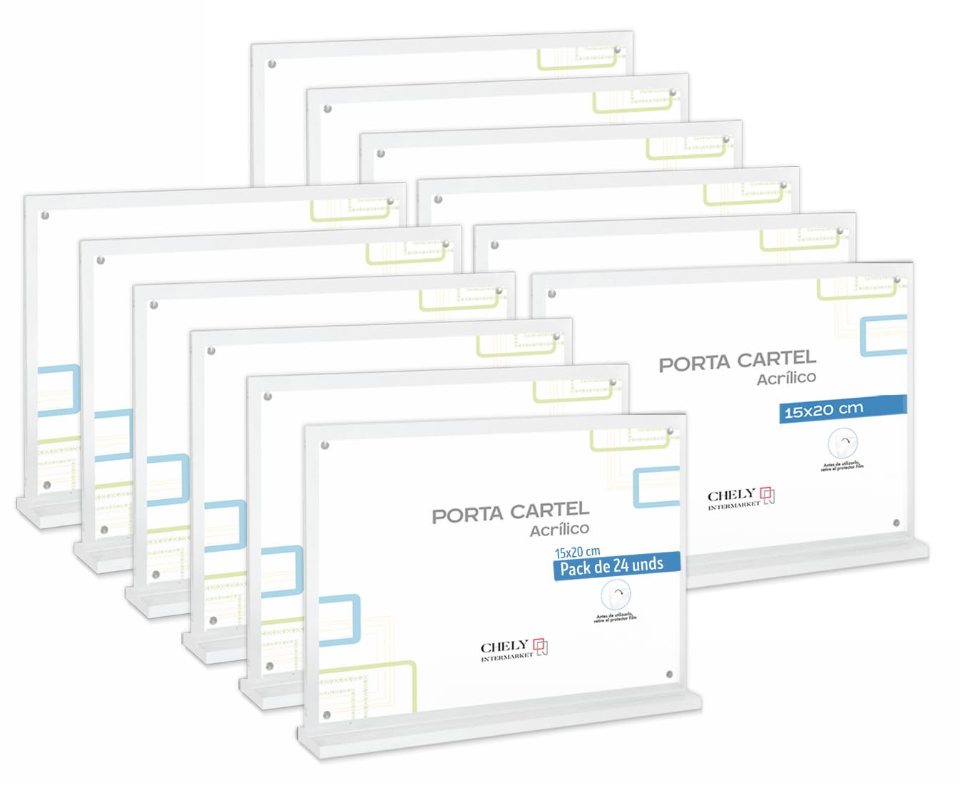 Portacartel Metacrilato A5 15x20cm Horizontal Pack 24 Imán Neodimio Ultra Transparente Diseño Elegante Carteles Promocionales Cartas Menú Fotos Oficinas Comercios Mostradores