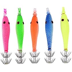 Currican Calamar VGBEY 5 Unids Señuelo de Pesca, Calamar Jig Hooks Silicona Artificial Calamar Sepia Manga Señuelo Gancho Gancho Accesorios De Pesca