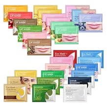 15 Pairs Under Eye Patches and 15 Pcs Lip Patches,Hydrating Under Eye Masks and Lip Masks,Moisturizing Eyepatches and Lipmasks,Travel Eyemasks for Dark Circles,Skin Care Gift Set for Women
