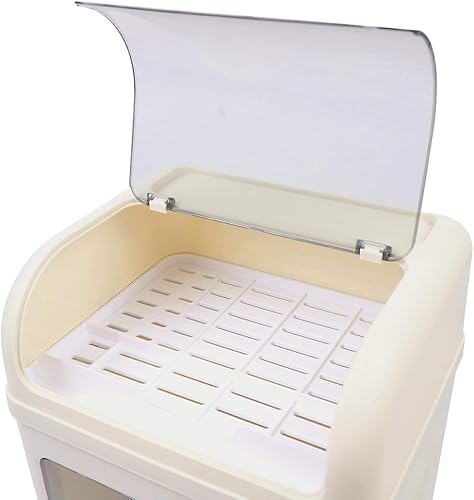Miniatura 4 de Juego de escurridor de platos de cocina de 2 niveles con cubierta de tapa, soporte pequeño de plástico para utensilios de cocina, taza, caja de