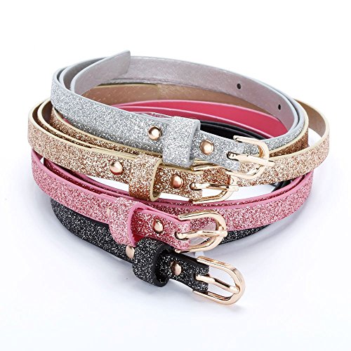 Ultra Skinny Sparkly Belt (M/L (8-14Yr), Classic Silver) #TOP1