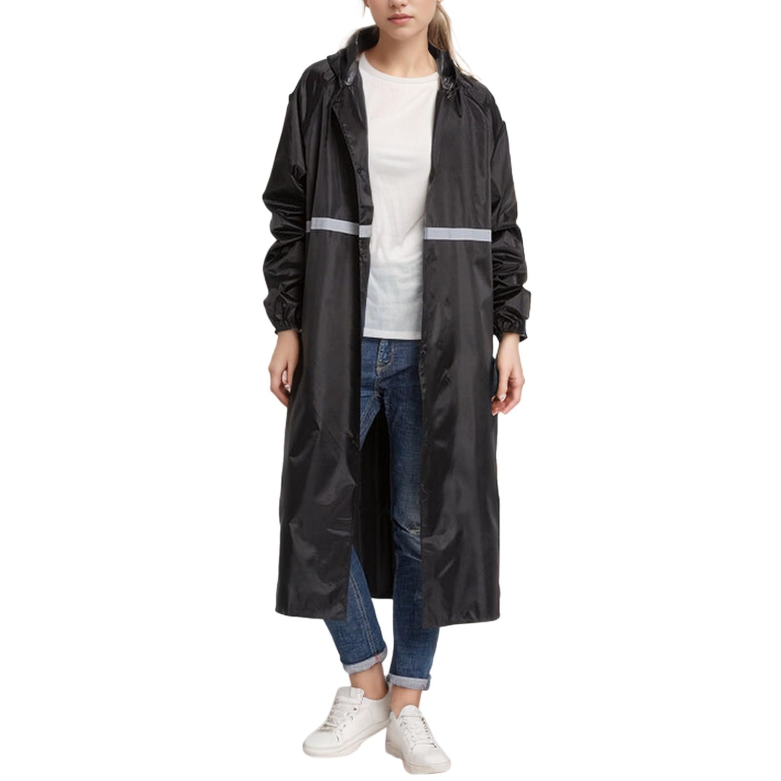 Waterproof Rain Poncho for Men and Women Long Lightweight Rain Jacket Men Reusable Raincoat Yellow Rain Cape with Zip for Outdoor Work Festival Construction Site Concerts