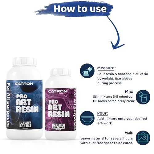 Image of Catron Crystal Clear Epoxy Resin Art Kit 2 : 1 - Ratio Resin and Hardener UV-Resistant | Self-Leveling, Suitable for Beginners DIY Activities with High Gloss,Jewellery and Keychain Making 750 GM