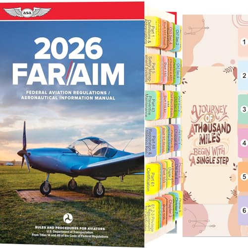 Pestañas de índice para FAR/AIM 2026 de piloto privado, 96 pestañas impermeables con marcador