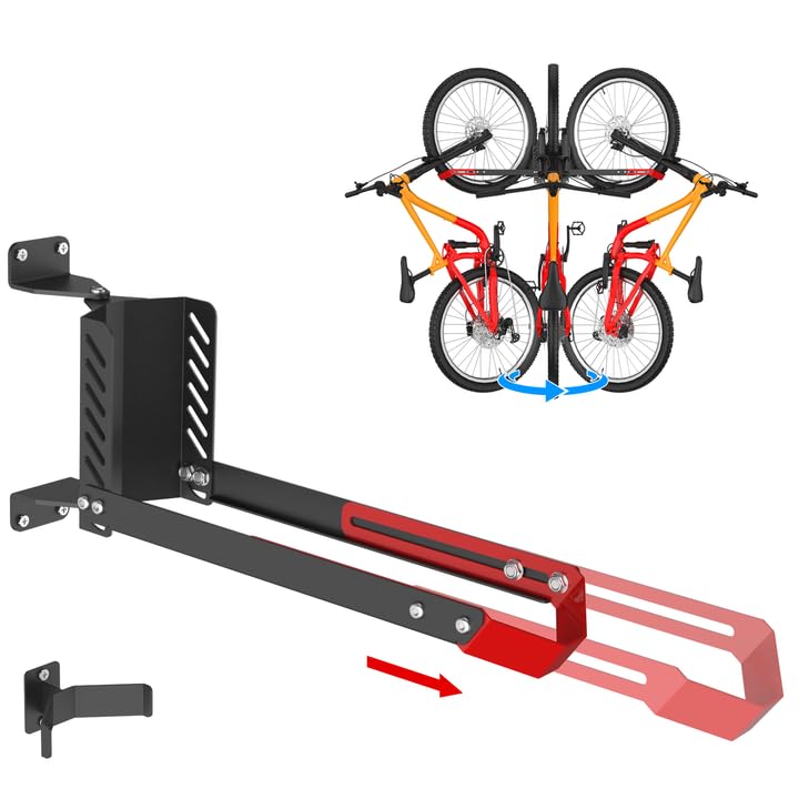 IMAYCC 160° Swivel Bike Wall Mount, Vertical Bike Rack Wall Hanger Holds up to 50KG/110LB, Wall Bike Mount Adjustable Foldable Design for Space Saving, Indoor Storage for Wheels Sizes ''20-29”Inch — image 1