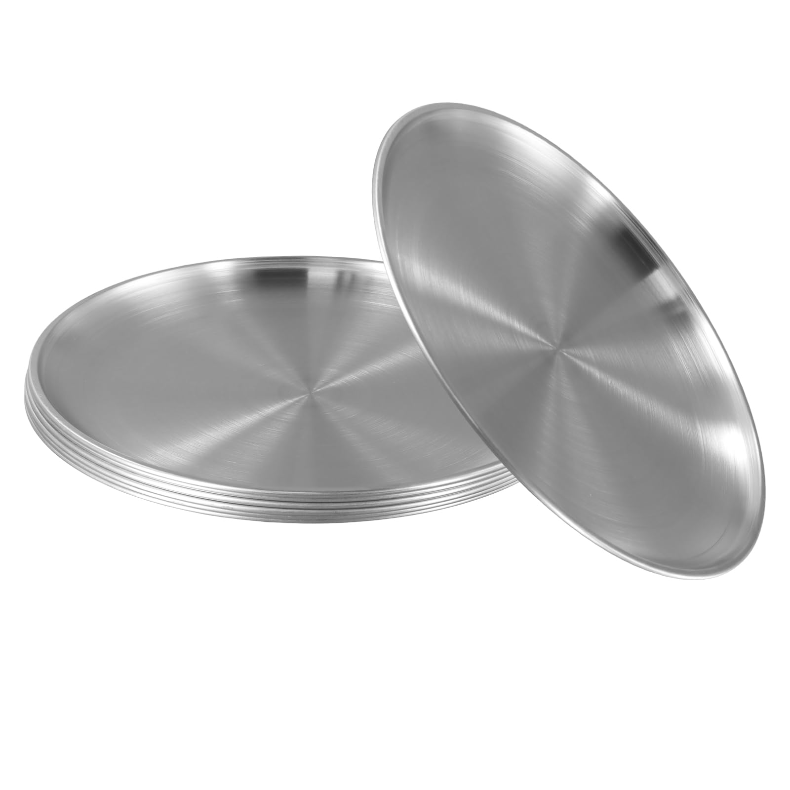 6 Pcs Piatti Piani, Piatto Pizza in Acciaio Inox 304 26cm, Fondo Piatto Ispessito, Piatti da Campeggio Riutilizzabili e Infrangibili, per Outdoor e Casa
